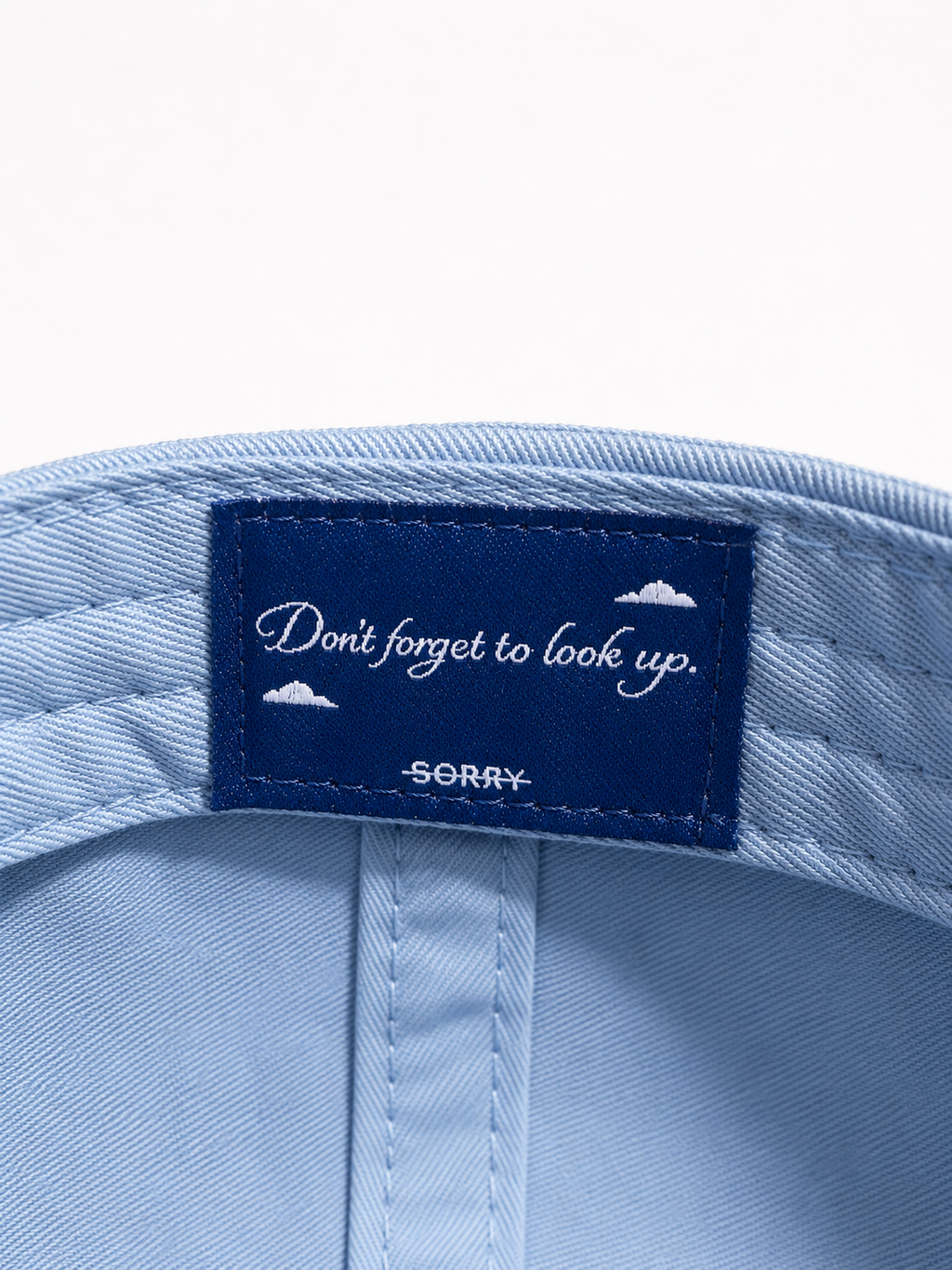 SORRY Tennis Club Hat - Light Blue label detail