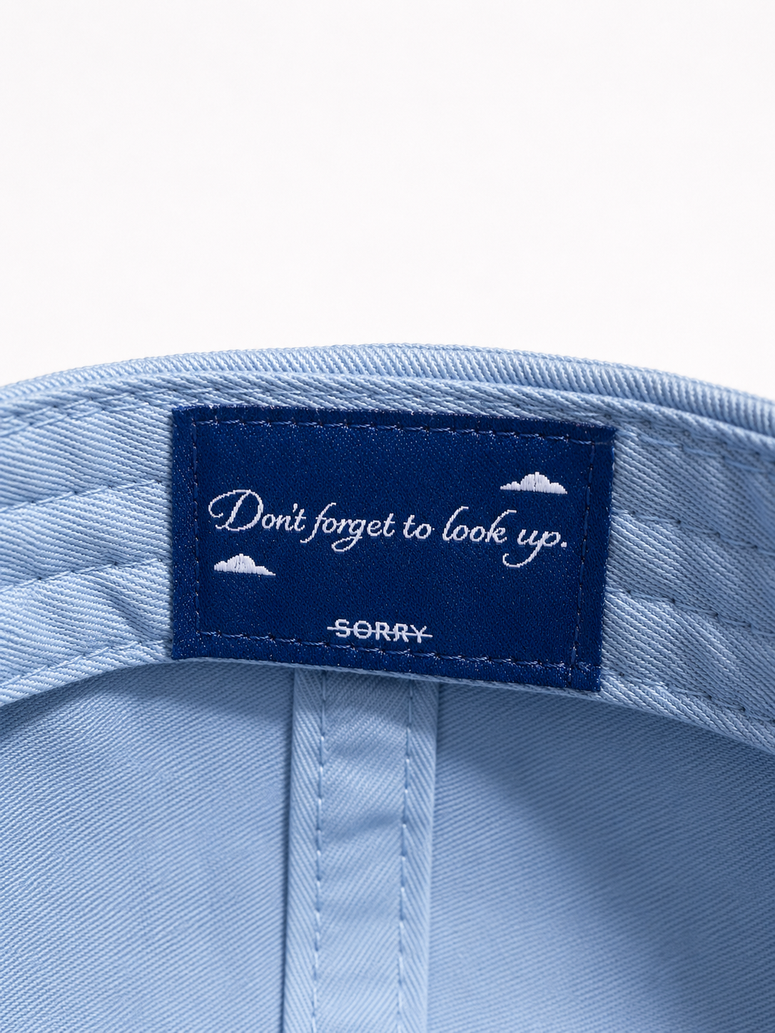 SORRY Tennis Club Hat - Light Blue label detail